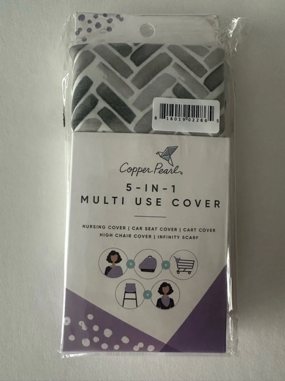 Copper Pearl 5-in-1 Multi Use Cover - Gray Chevron
